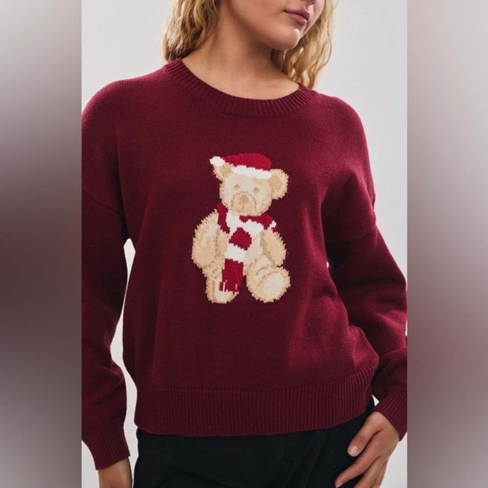 Santa Teddy Bear Long Sleeve Christmas Sweater - Le Lis - Picture 3 of 6